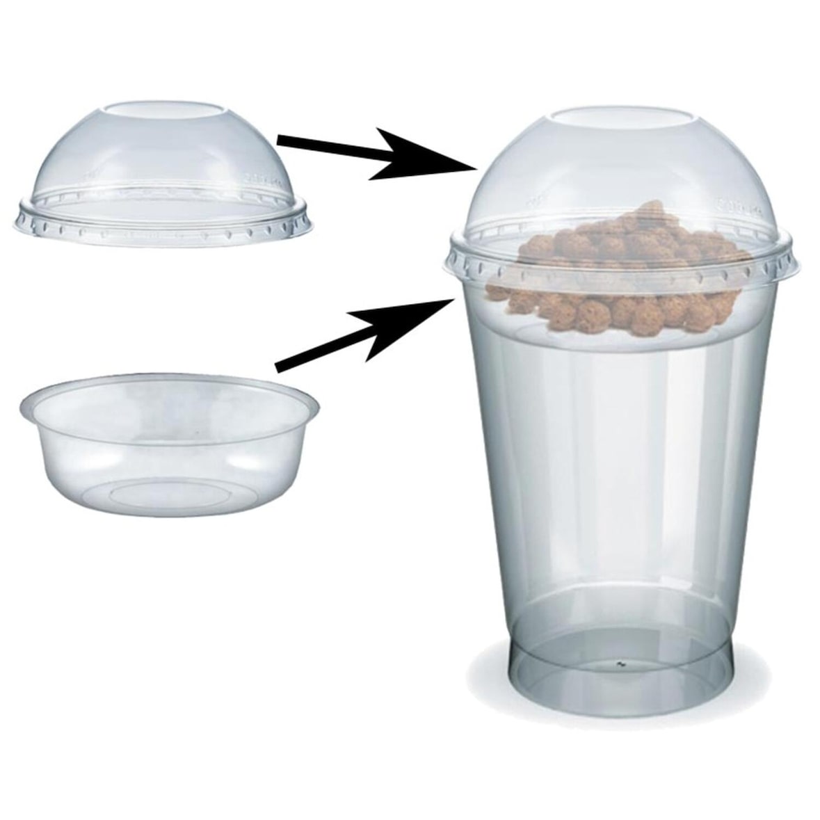 100x Feinkostbecher für Salat Müsli Joghurt mit Einsatz + Deckel 400 ml