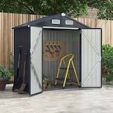 thumbnail of COSTWAY Metalen gereedschapsschuur met 4 ventilatieopeningen en afsluitbare deuren, weerbestendige tuinschuur voor in de tuin