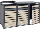 thumbnail of XL 3er/6er-Mülltonnenverkleidung HWC-J81, Mülltonnenbox, Metall 95kg anthrazit ~ Buche-Holzoptik hellbraun