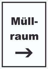 thumbnail of Müllraum Schild mit Text Richtungspfeil rechts Abfall Mülltrennung hochkant A1 (594x841mm)