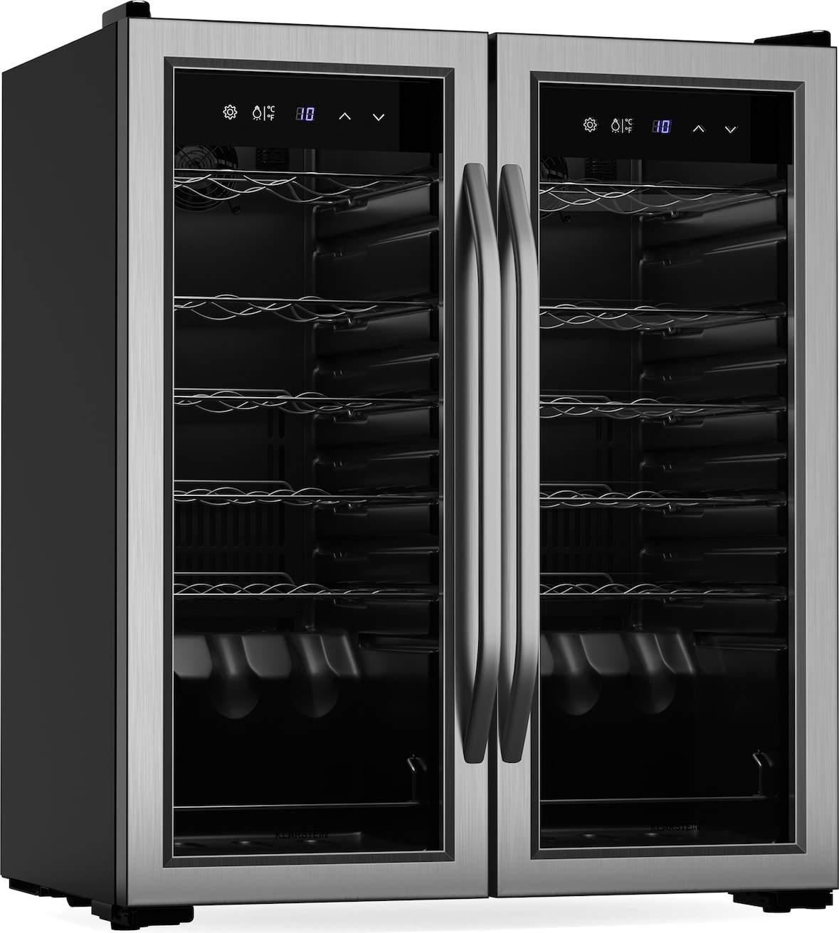 Klarstein Vinamour Weinkühlschrank | 2 Kühlzonen | 7 Regale | Touch-Bedienung | UV-Schutz Schwarz