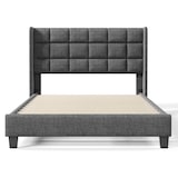 thumbnail of Polsterbett 140x200 cm mit Lattenrost – klassisches Design, gepolstertes Kopfteil, stabiler Leinenbezug, kein Boxspring nötig, Grau