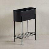 thumbnail of Pflanzgefäß Metall 51x65x22 cm Pflanzkübel Schwarz mit Gestell und Ablage, Design Pflanzenkübel Blumenkasten Indoor, Blumenkübel Blumentopf