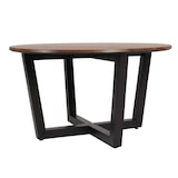 thumbnail of Salontafel HWC-M61, bijzettafel sofatafel, massief hout HPL laminaat melamine Ø80cm, sheesham hout look, donker frame