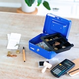 thumbnail of HMF Geldkassette abschließbar, Kasse mit Münzeinsatz, 5 Münzfächer, 20 x 16 x 9 cm, Blau