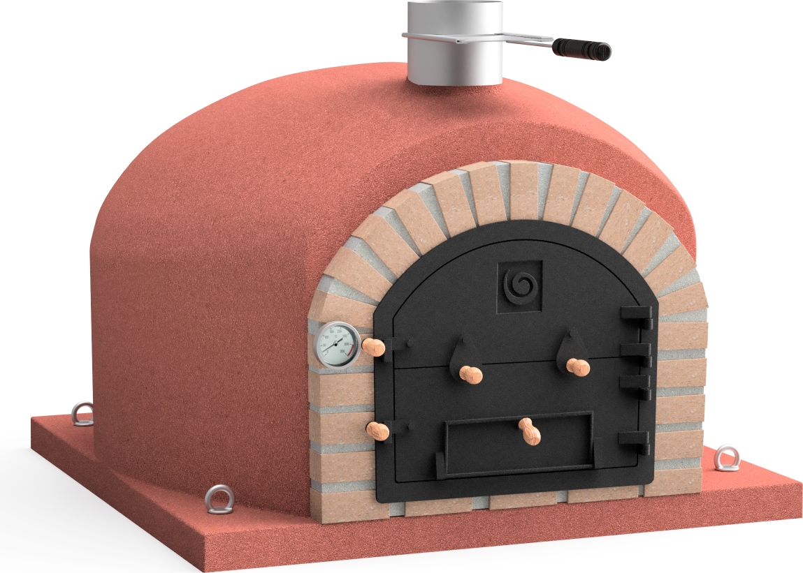 Horno leña Vesuvius 100 rojo, aislado con 3 mantas ceramicas