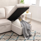 thumbnail of Modulares Schlafsofa mit Stauraum, wechselbarer Chaiselongue, Fleecebezug, umwandelbar zum Sofa-Bett, ideal für 100x200 cm, Beige