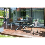 thumbnail of Tisch Malaga - 120 cm rund - gesinterter Stein dunkelgrau - Gestell Kreuz-Form