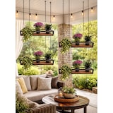 thumbnail of Prateleira FLOWERS suspensa no teto CASTANHO comprimento 95 cm com correntes para flores suporte de vidro vertical para jardim bar cozinha por Yelloo