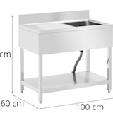 thumbnail of Royal Catering - Royal Catering RCGS-1B100D6 Évier 1 bac de 400 x 400 x 250 mm avec étagère supplémentaire en acier inoxydable