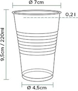 thumbnail of MONOUSO - Copo de Plástico PP Reutilizável Transparente 220ml Ø7,0cm (100 Uds)