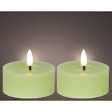 thumbnail of 2 LED Teelichter 7x6cm Wachskerzen Timer Flammenlose Teelichtkerzen Warmweiß Tischkerzen Wachs Dekokerzen Teelicht Kerzen Timerfunktion Warm Hellgrün