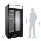 thumbnail of GastroHero Getränkekühlschrank ECO 630 mit Leuchtaufsatz, Schiebetüren, schwarz, LED-Innenbeleuchtung, energiesparend, 8 höhenverstellbare Roste