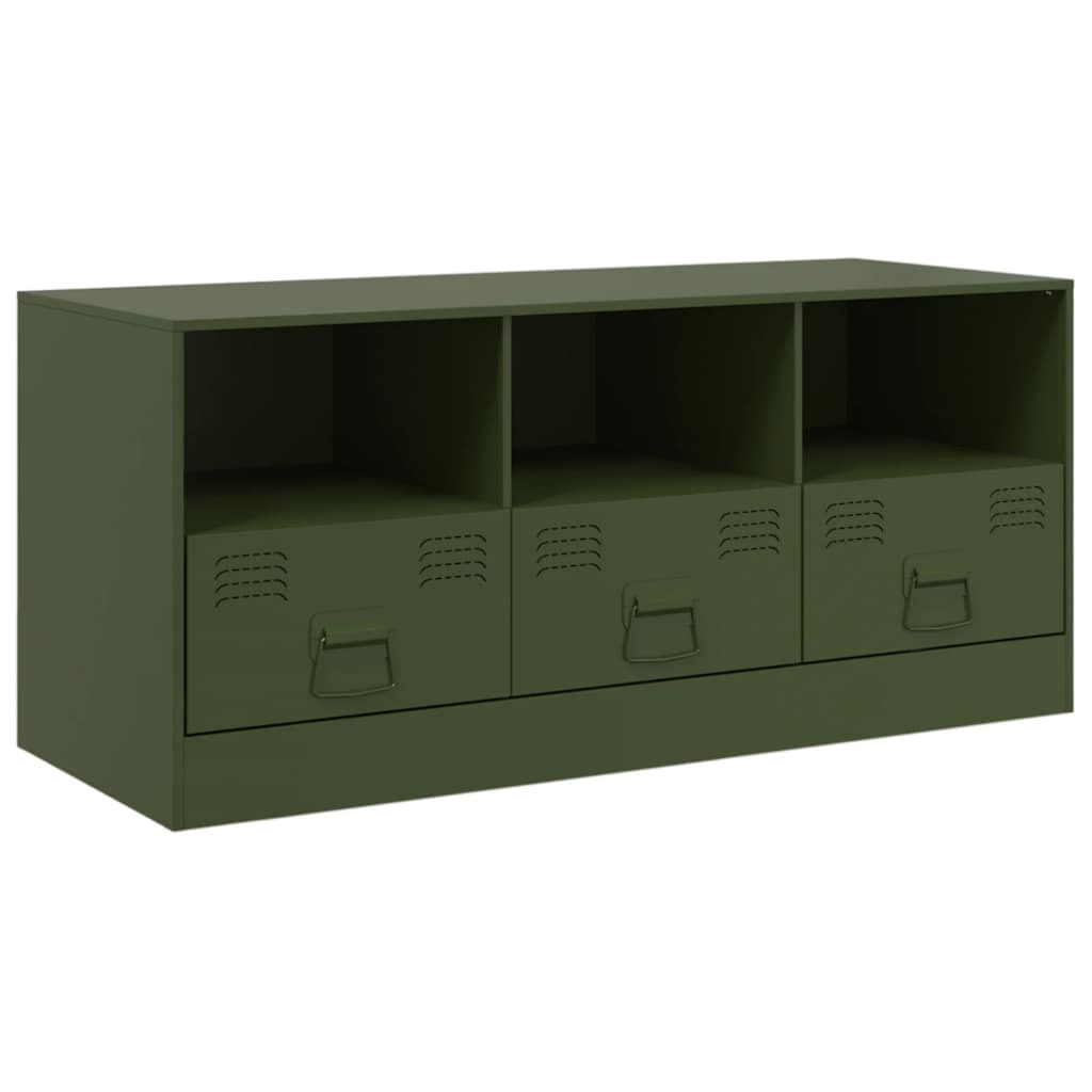 Helloshop26 - Meuble TV multimédia étagère télévision buffet téléviseur salle à manger salon chambre olive 99 x 39 x 44 cm acier 02_0028273