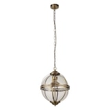 thumbnail of Hanglamp MCKENZIE 3x E14 tot 60 W Messing Antiek Helder/Transparant Geborsteld Staal Glas LE95611