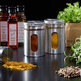 thumbnail of Relaxdays Gewürzstreuer, 6er Set, 3 Streugrößen, Gewürze & Kräuter, XL Gewürzgläser, 290 ml, Glas & Edelstahl, silber