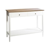 thumbnail of Meuble Console 2 Tiroirs en Bois Blanc et Naturel H 85 cm