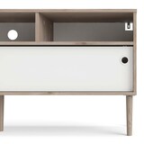 thumbnail of Penny TV Tisch 2 Schiebetüren und 3 Fächer Hickory-Dekor und Mattweiß.