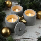 thumbnail of LED Kerzen im Topf mit Deckel Betonoptik Echtwachs H: 10cm grau 3er Set