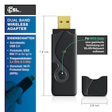 thumbnail of CSL - USB WLAN Stick Adapter DualBand, 2,4GHz & 5GHz bis zu 300 Mbit/s, USB 2.0, MU-MIMO, kompatibel mit Windows 7-11, Schwarz