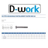 thumbnail of 200 Vis Métaux Tête Hexagonale F/Partiel 5 x 80 mm - DIN 931 - Inox A2 - D-Work