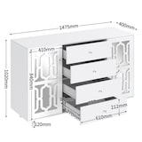 thumbnail of Merax Sideboard Anthem, mit verspiegelten Glastüren und vier Schubladen, Kommode im Landhausstil, Anrichte, Küchenschrank