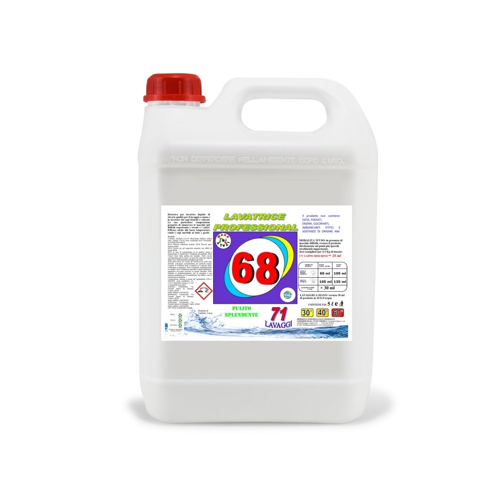 Detersivo Lavatrice Liquido 68 - 5 LT - Prodotto Professionale