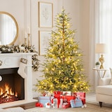 thumbnail of COSTWAY 180 cm künstlicher Weihnachtsbaum mit Beleuchtung, Tanne mit 250 bunten LED-Lichtern, 11 Modi und 530 PE-Zweigen, grün