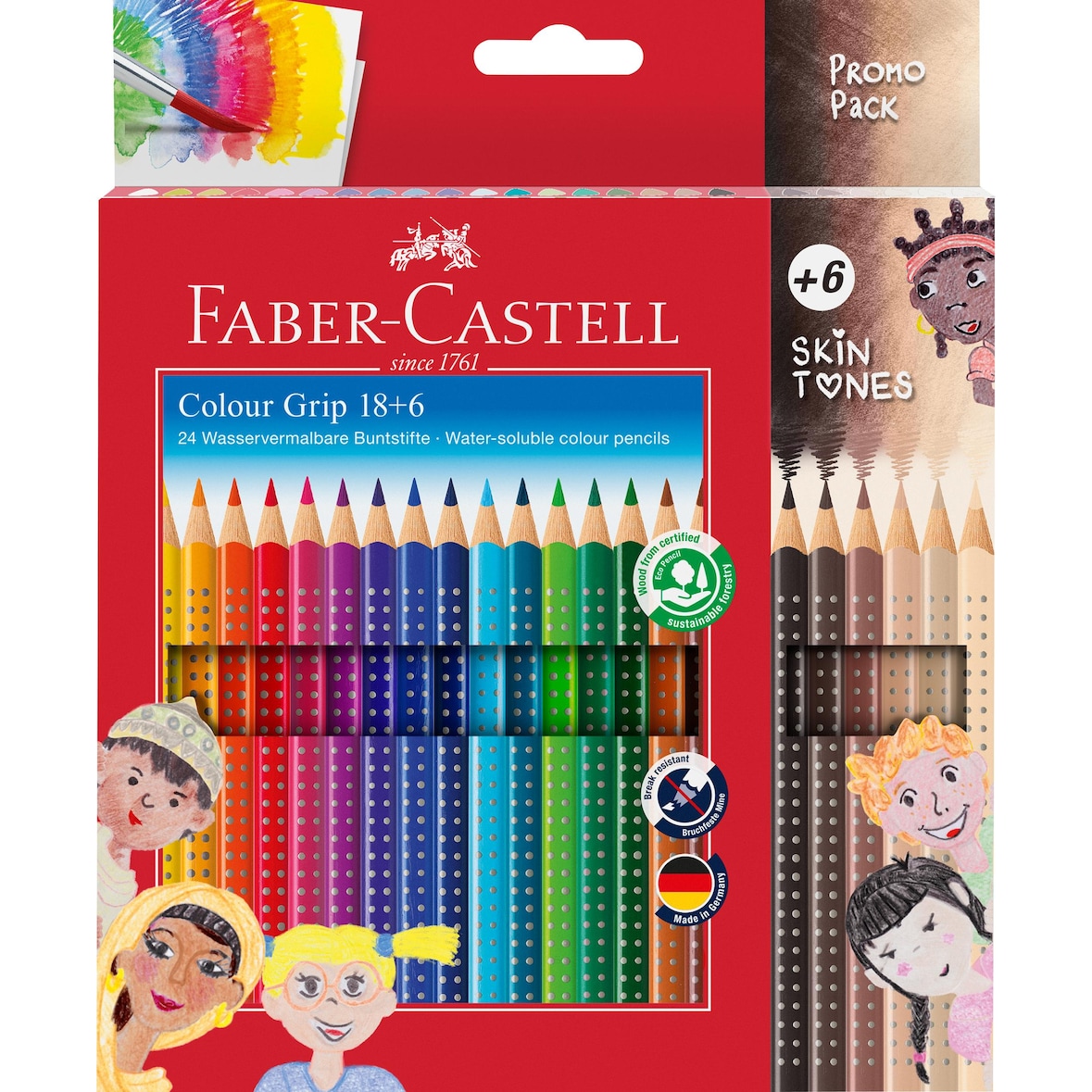 Faber Castell Buntstift Grip Jumbo 5,3 mm Skin Ton 18+6 Etui