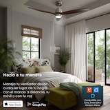 thumbnail of Yoevu Helix nogal - Ventilador de techo inteligente, compatible con Alexa, Luz LED regulable, 6 velocidades silenciosas, control por App, mando y voz