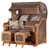 thumbnail of Strandkorb Komplettset: Ammersee Grande XL Teak Bullauge - PE grau - Modell 540