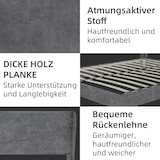 thumbnail of Polsterbett 160x200 mit grauem Kopfteil, stabiles Bettgestell ohne Boxspring, niedriges Profil, modernes Design, stilvolles Schlafzimmermöbel Grau