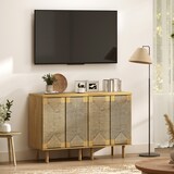 thumbnail of HOMCOM aparador bohemio de 2 puertas con cuerda tejida a mano, aparador de salón con estante ajustable, apertura por presión, roble, 60x40x78 cm