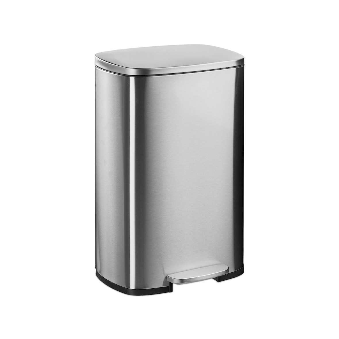 Relaxdays Mülleimer, 50 Liter, Küche, entnehmbarer Inneneimer, Fußpedal, Softclose, Edelstahl, Tretmülleimer, silber