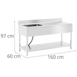 thumbnail of Helloshop26 - Lavello professionale in acciaio inox 1 vasca 160 x 60 x 97 cm acciaio inox argento 14_0009562