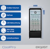 thumbnail of Exquisit Glastürkühlschrank, 200l Getränkekühlschrank mit LED, Umluft, 3 verstellbare Ablagen, CoolPro, GKS5180-GT-431D schwarz