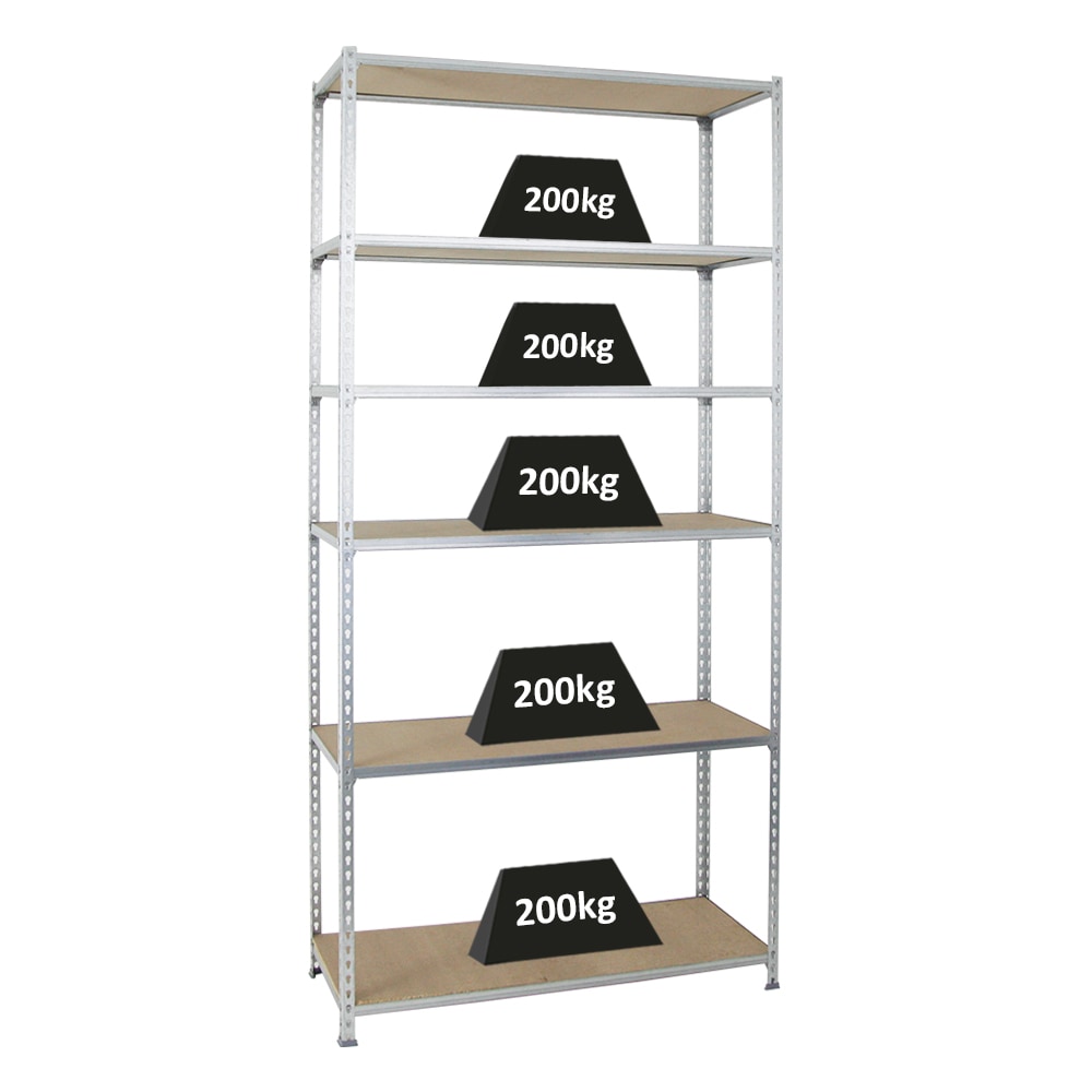PROREGAL Schwerlastregal Giant Muli | HxBxT 250x110x40cm | Fachlast 200kg | Verzinkt | Stecksystem Lagerregal Regalsystem Steckregal