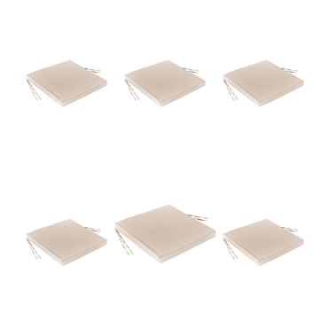 Pacote 6 unidades - Almofada em textilene cor de areia para cadeiras de exterior. Tecido resistente a manchas. Removível. Tamanho: 44x44x5 cm