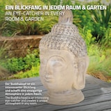 thumbnail of ECD Germany Buddha Kopf Figur 55 cm Beige Grau Polyresin Kunststein Statue Skulptur Feng Shui Gartenfigur Asien Deko