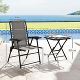 thumbnail of Outsunny conjunto de mesa y sillas de terraza exterior de 3 piezas muebles de jardín exterior plegables con estructura de acero y portavasos Gris