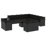 thumbnail of vidaXL 14-tlg. Garten-Sofagarnitur mit Kissen Schwarz Poly Rattan