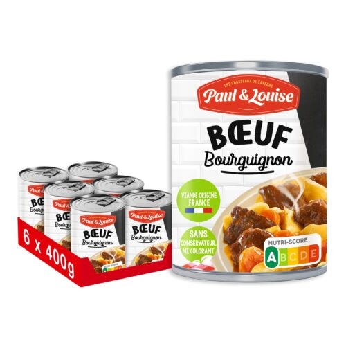 Paul & Louise Boeuf Bourguignon 400g - 100% viande  origine France - Lot de 6
