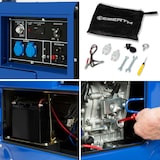 thumbnail of EBERTH 5000W Diesel Notstromaggregat mit 10 PS, E-Start, AVR, 2x230V, 1x12V, 4-Takt-Motor, Gehäuse, Griffe, Räder – mobiler Stromgenerator