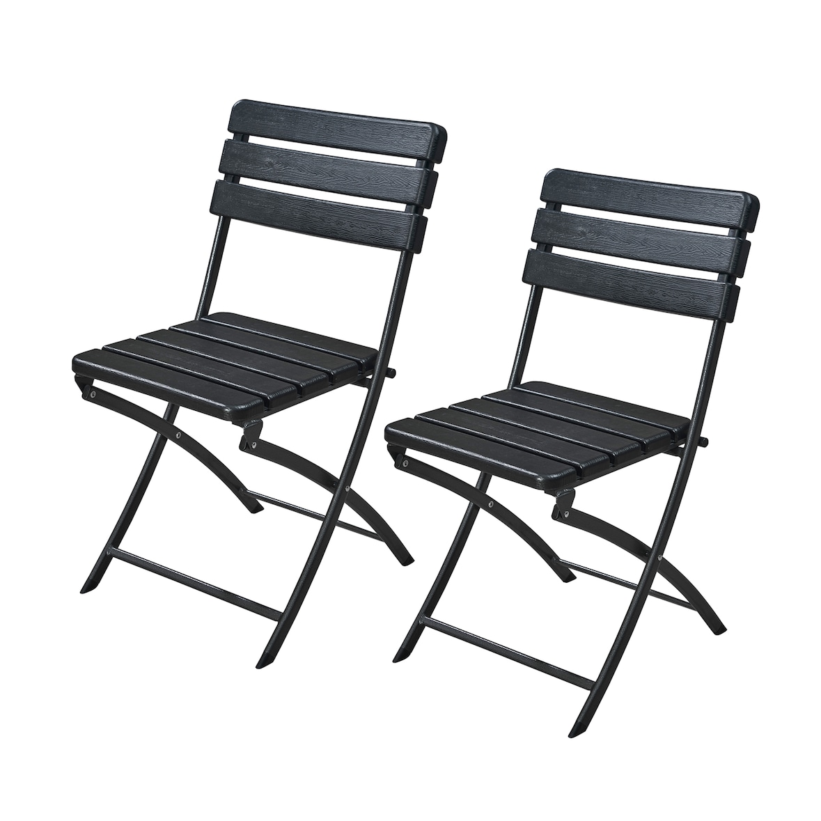 SVITA 2er Set Balkonstuhl Holzoptik klappbar Klappstuhl Gartenstuhl Outdoor Schwarz