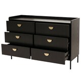 thumbnail of Kommode HWC-O39, Highboard Schrank, 6 Schubladen Melamin MDF 80x120x44cm ~ Holzoptik schwarz