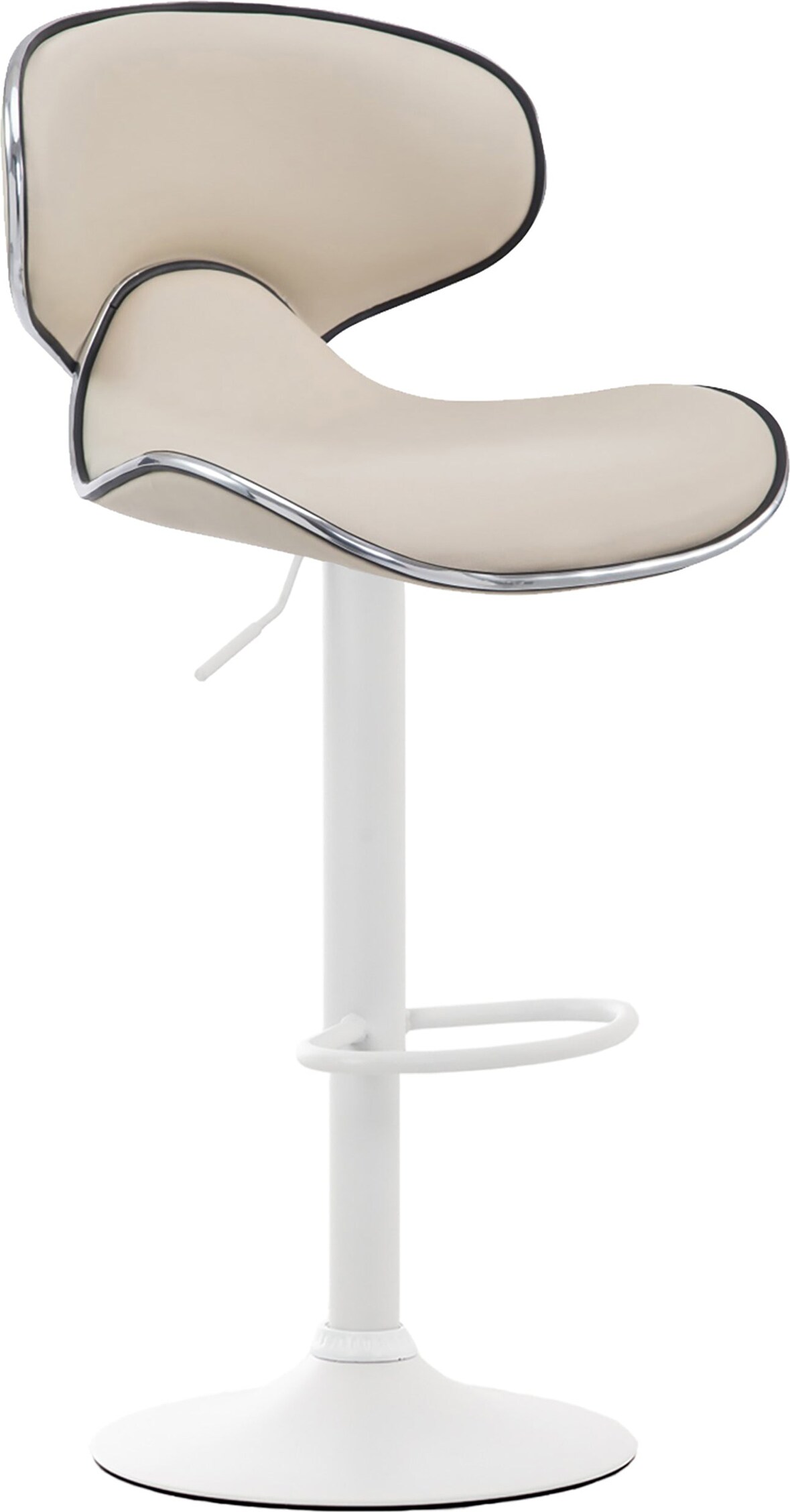 Décoshop26 - Barhocker x1 moderne Sitzfläche mit Wellenlinien aus cremefarbenem PVC weißes Metall-Trompetenfußgestell 10_0005673