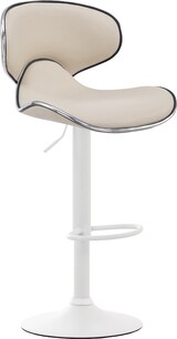 thumbnail of Décoshop26 - Barhocker x1 moderne Sitzfläche mit Wellenlinien aus cremefarbenem PVC weißes Metall-Trompetenfußgestell 10_0005673