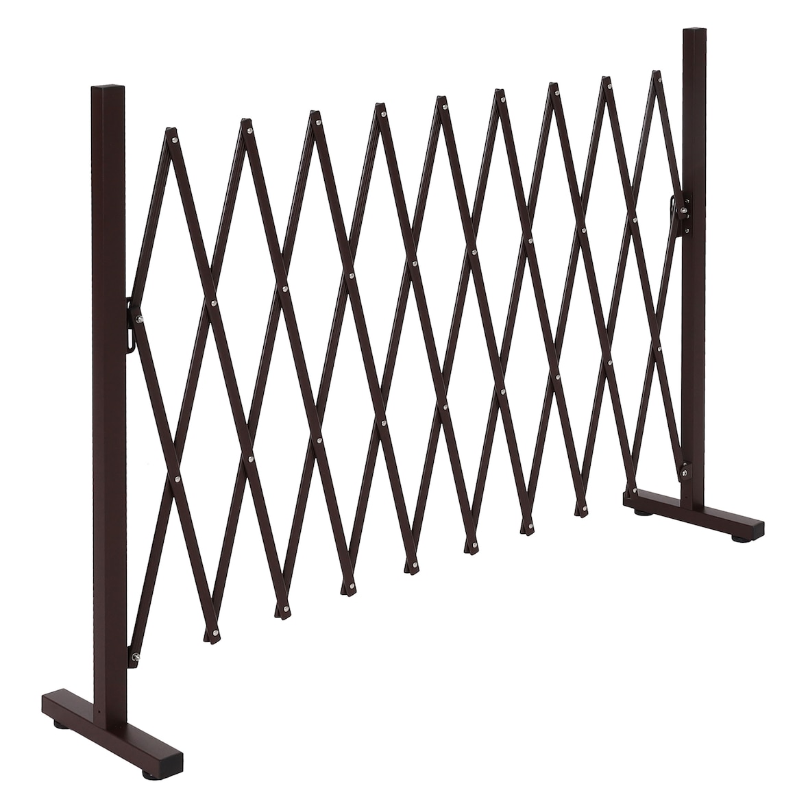 Alu Absperrgitter HWC-K56, Scherengitter Schutzgitter Zaun, ausziehbar schwenkbar Stahl 103x36-265x31cm, braun