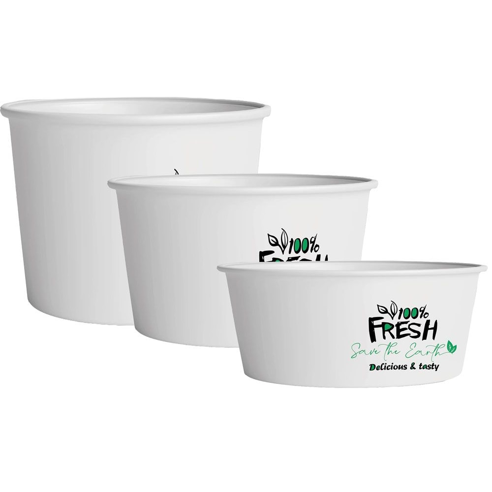 HOSTELBIO Vaso grande de helado cartón blanco 8oz 240ml. | 1000 unidades