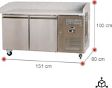 thumbnail of Romux® Pizzatisch 2 Türen 150x80 cm mit Arbeitsfläche aus Granit mit Umluftkühlung | Pizzakühltisch aus Edelstahl
